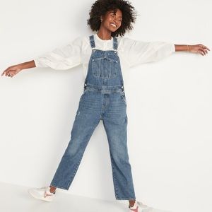 Old Navy Slouchy Straight Overall Jeans Rigid Distressed NWT